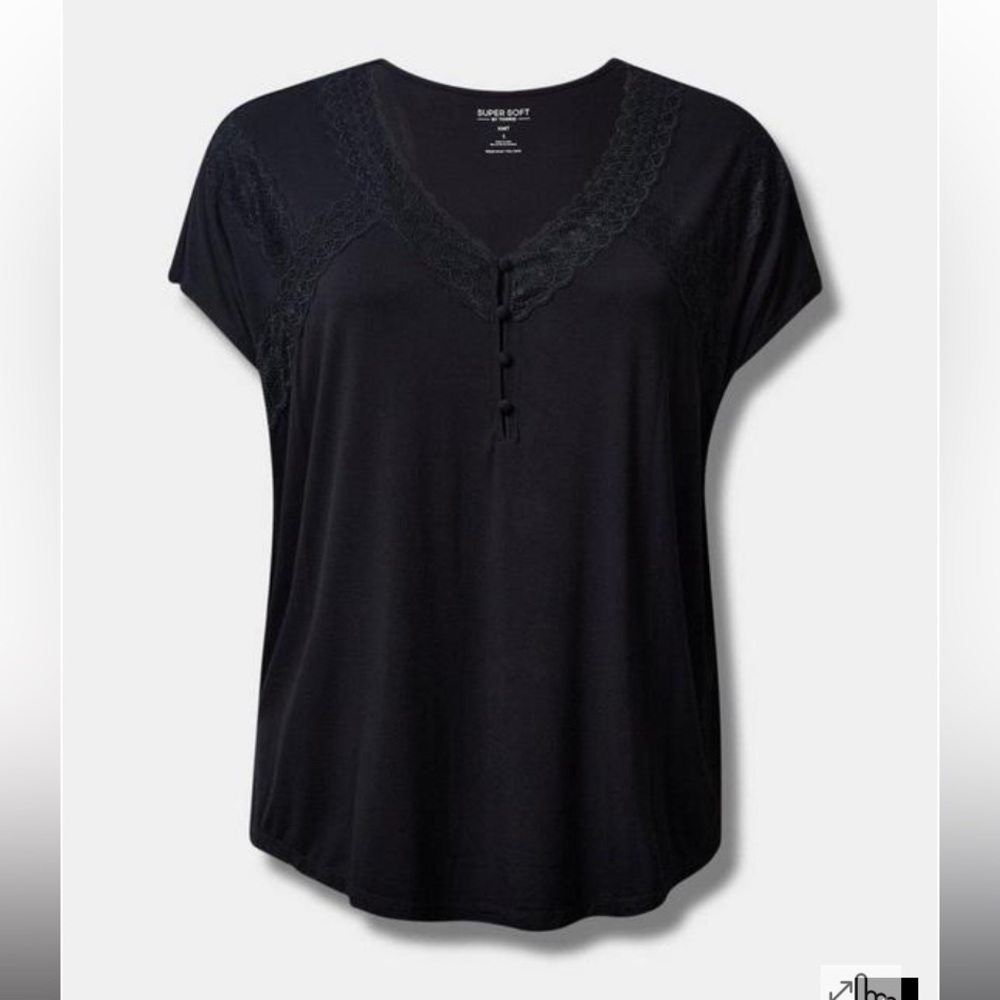 Torrid Super Soft Jersey Dolman Henley Lace Trip Top Size 4X NWT